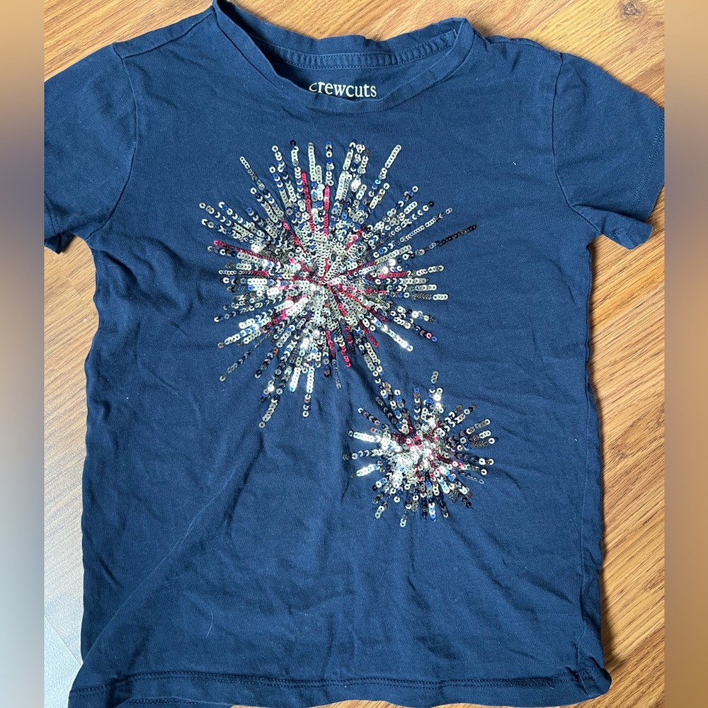 Jcrew crewcuts sequin firework t shirt - navy